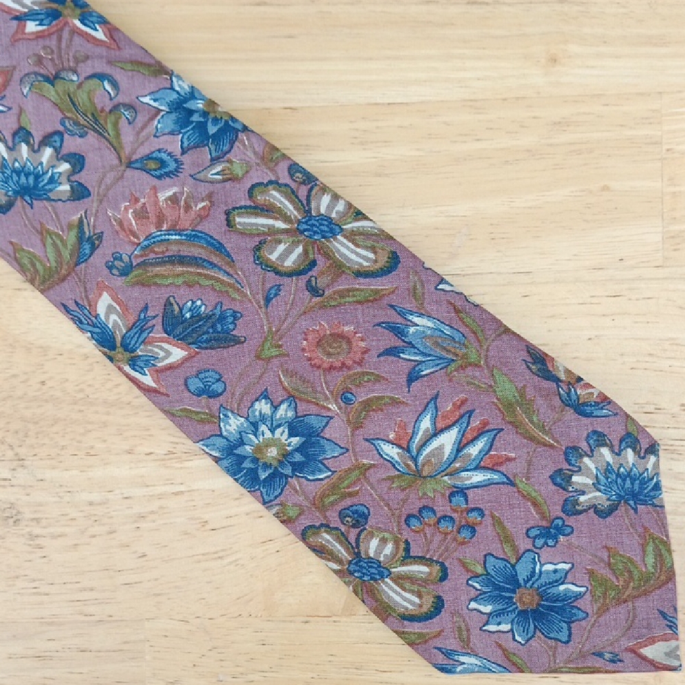 RODIER Floral Tie in Blue and Pink